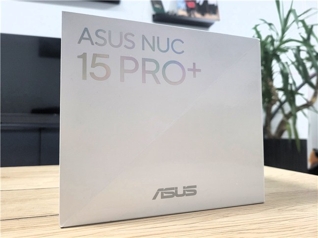 The box of the ASUS NUC 15 Pro+ features holographic text