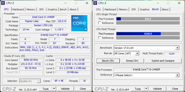 The CPU is a 14th generation Intel Core i5
