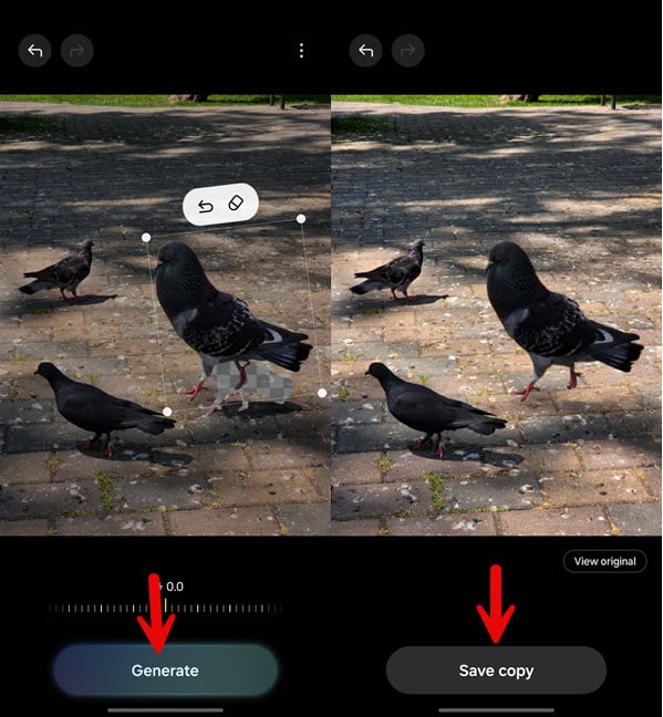 Change the size and positioning of the item and tap Save copy