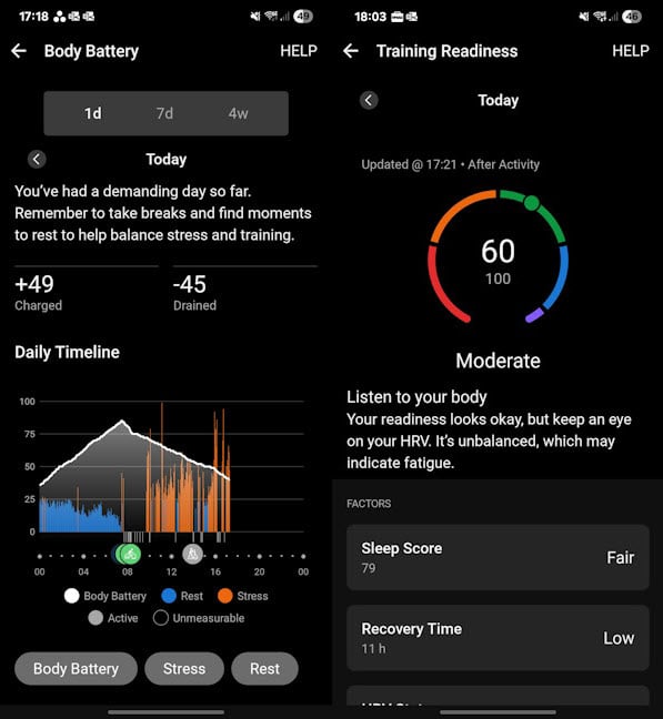 The Body Battery is a useful metric