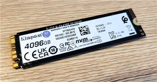 The back of the Kingston FURY Renegade G5 PCIe 5.0 NVMe M.2 SSD