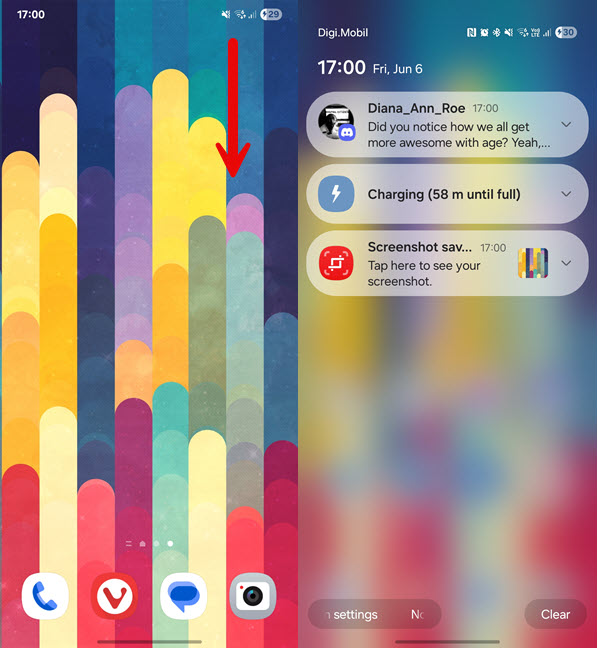 Access your notifications by swiping down from the top right