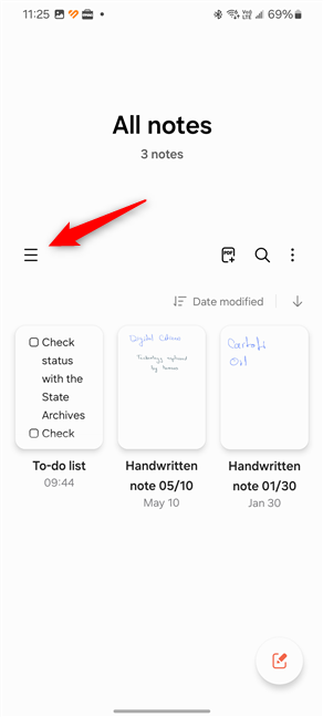 Tap the three-line button in the app's top-left corner