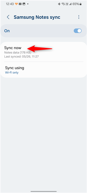 Force Samsung Notes to Sync now