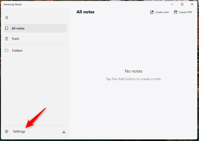 Click or tap Settings in the bottom-left corner