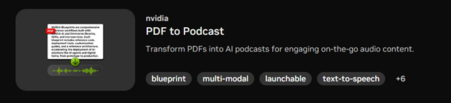 NVIDIA PDF to Podcast