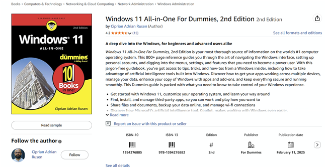 Windows 11 All-in-One For Dummies, 2nd Edition is doing well on Amazon