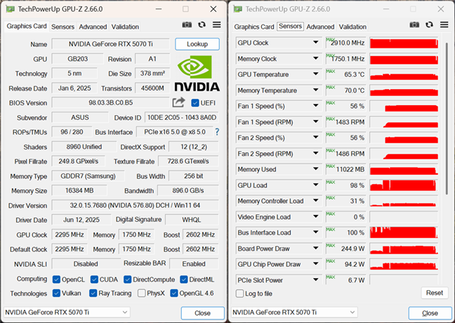 Specs of the ASUS ROG Strix GeForce RTX 5070 Ti 16GB GDDR7