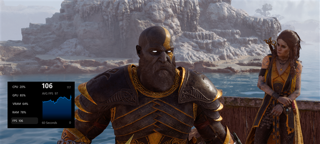 Playing God of War Ragnarök on the GeForce RTX 5080 GPU