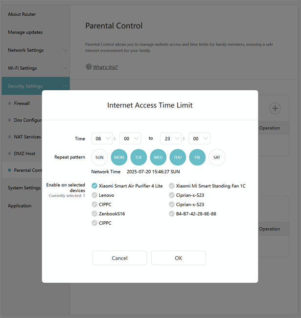 The Parental Controls are quite limited