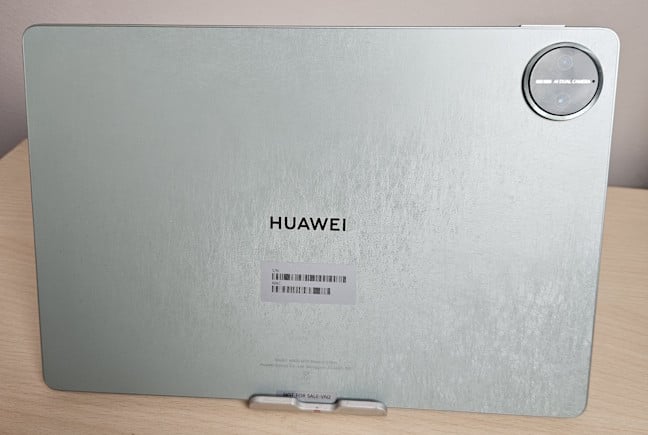 The back of the tablet features two cameras