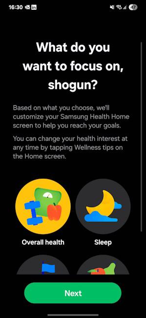 Use Samsung Health to set your goals
