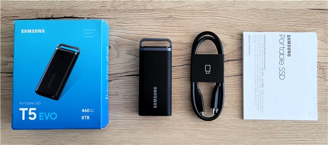 The SSD includes a USB-C cable