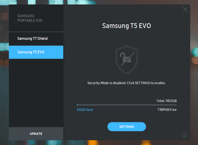 You can encrypt the Samsung T5 Evo