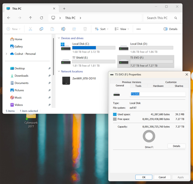 The real storage capacity of the drive