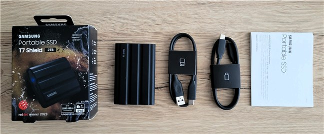 The drive includes two USB cables