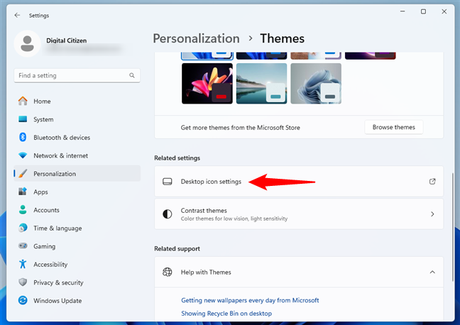 Click on Desktop icon settings