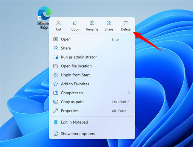 Right-click a shortcut and choose Delete