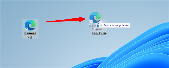 Drag and drop a shortcut in the Recycle Bin
