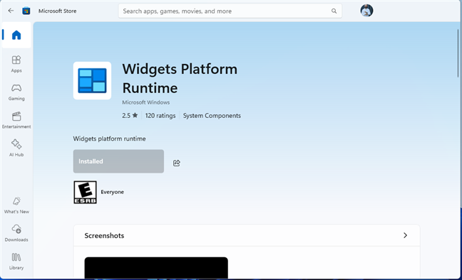 There's also a Widgets Platform Runtime in Windows 11