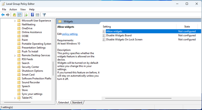 Double-click on Allow widgets