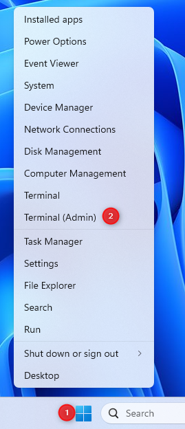 Open Terminal (Admin)