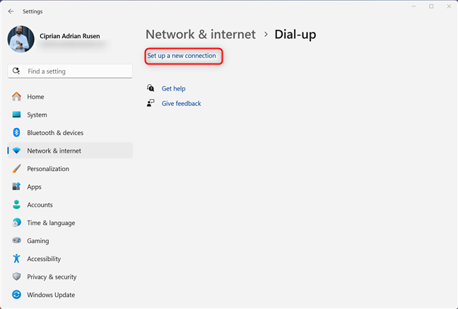 Click or tap Set up a new connection
