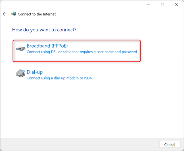 Choose Broadband (PPPoE)