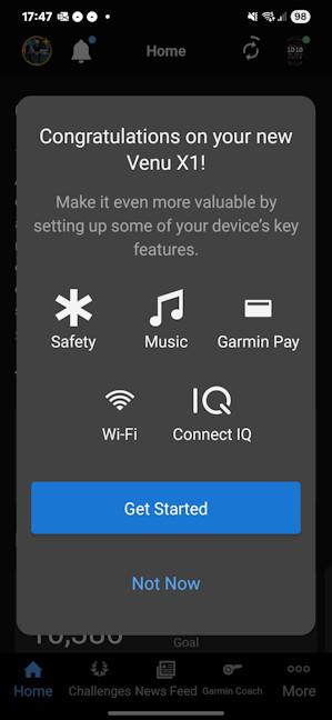 Setting up the Garmin Venu X1