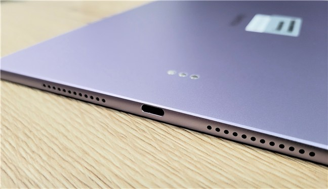 The tablet uses USB-C and has 4 speakers