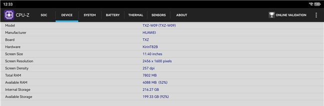 Hardware specs for the HUAWEI MatePad 11.5 2025 PaperMatte Edition