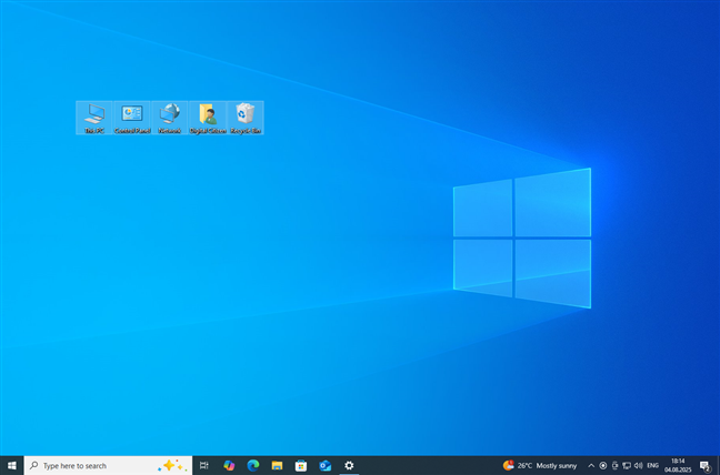The desktop icons are visible again