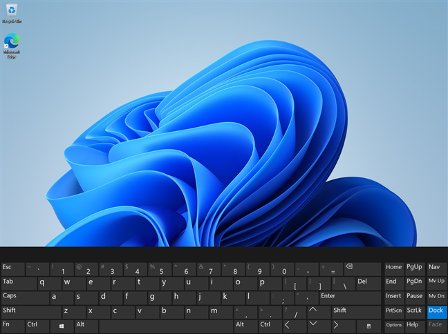 The on-screen keyboard in Windows 11