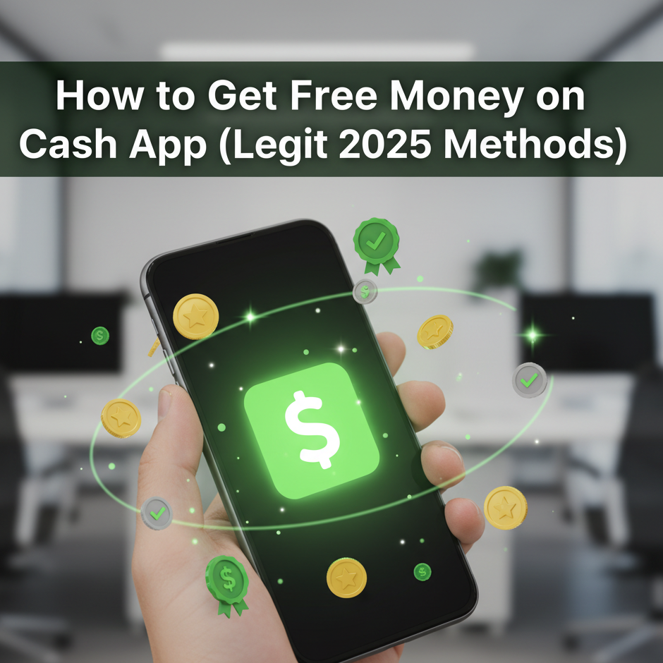 Hand holding a phone with cash app logo
