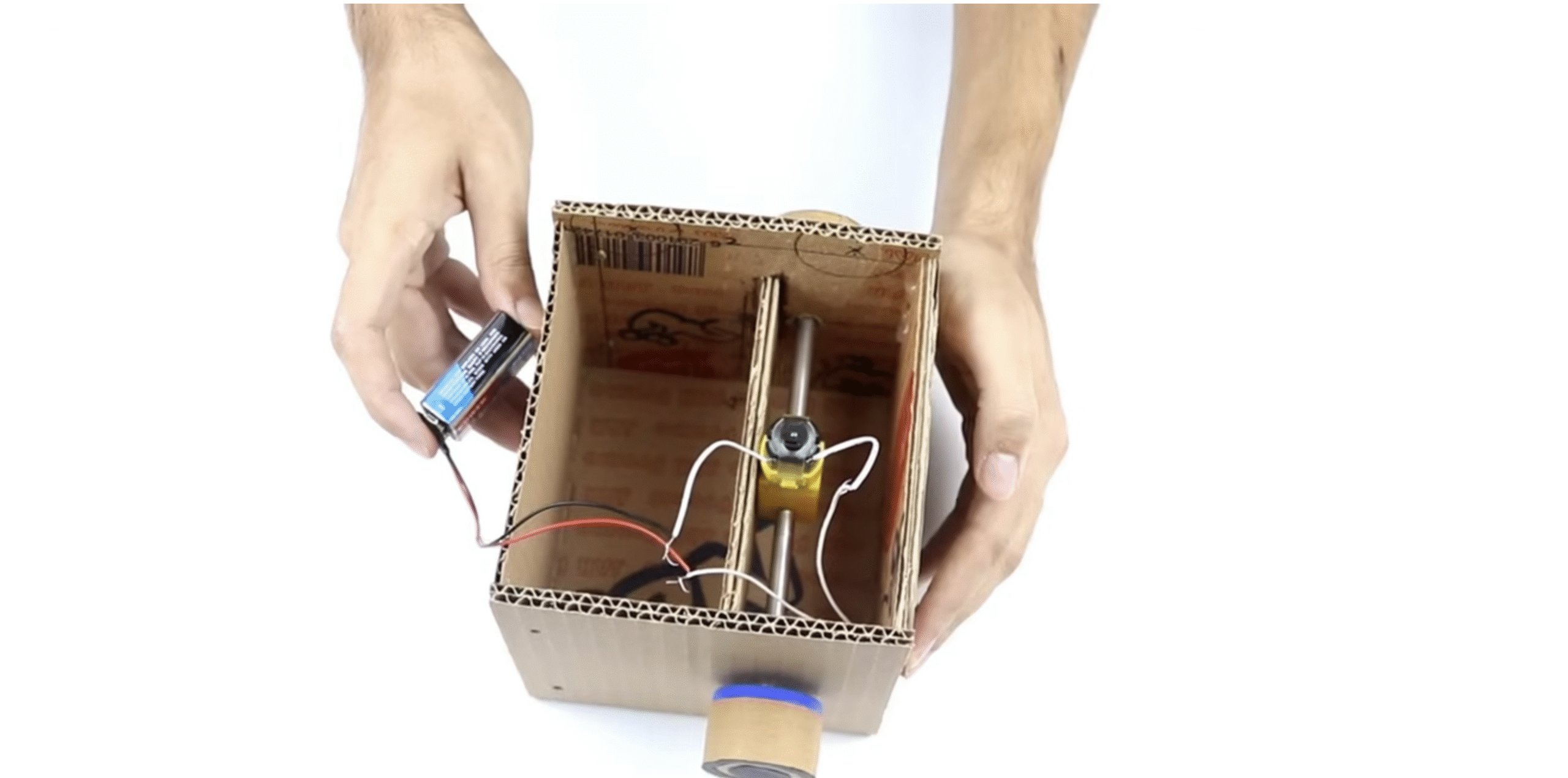 Battery being connected to motors