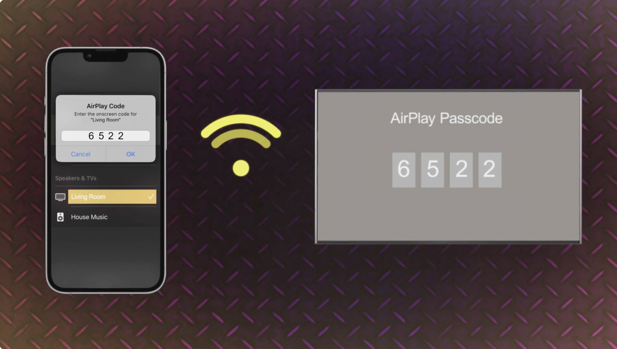 a photo of the code airplay sends to tv