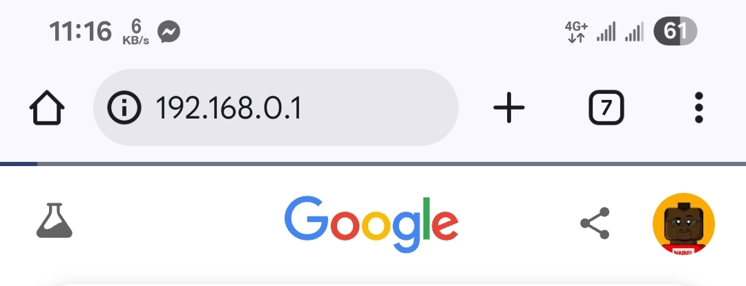 default IP address typed in mobile browser