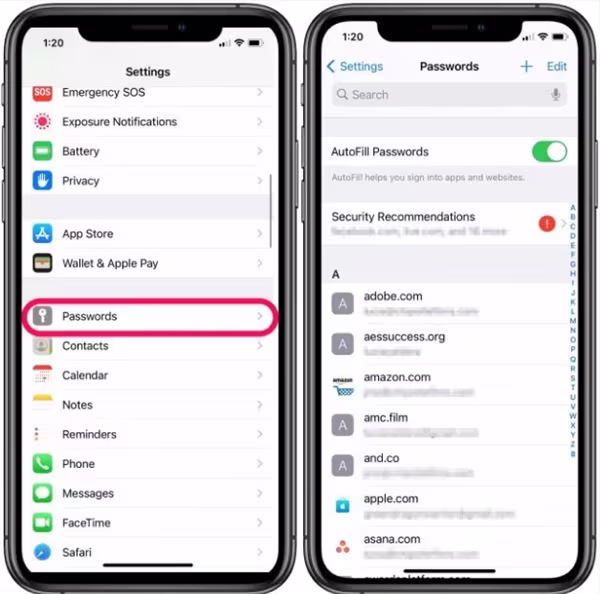 image showing how to find password on iphone