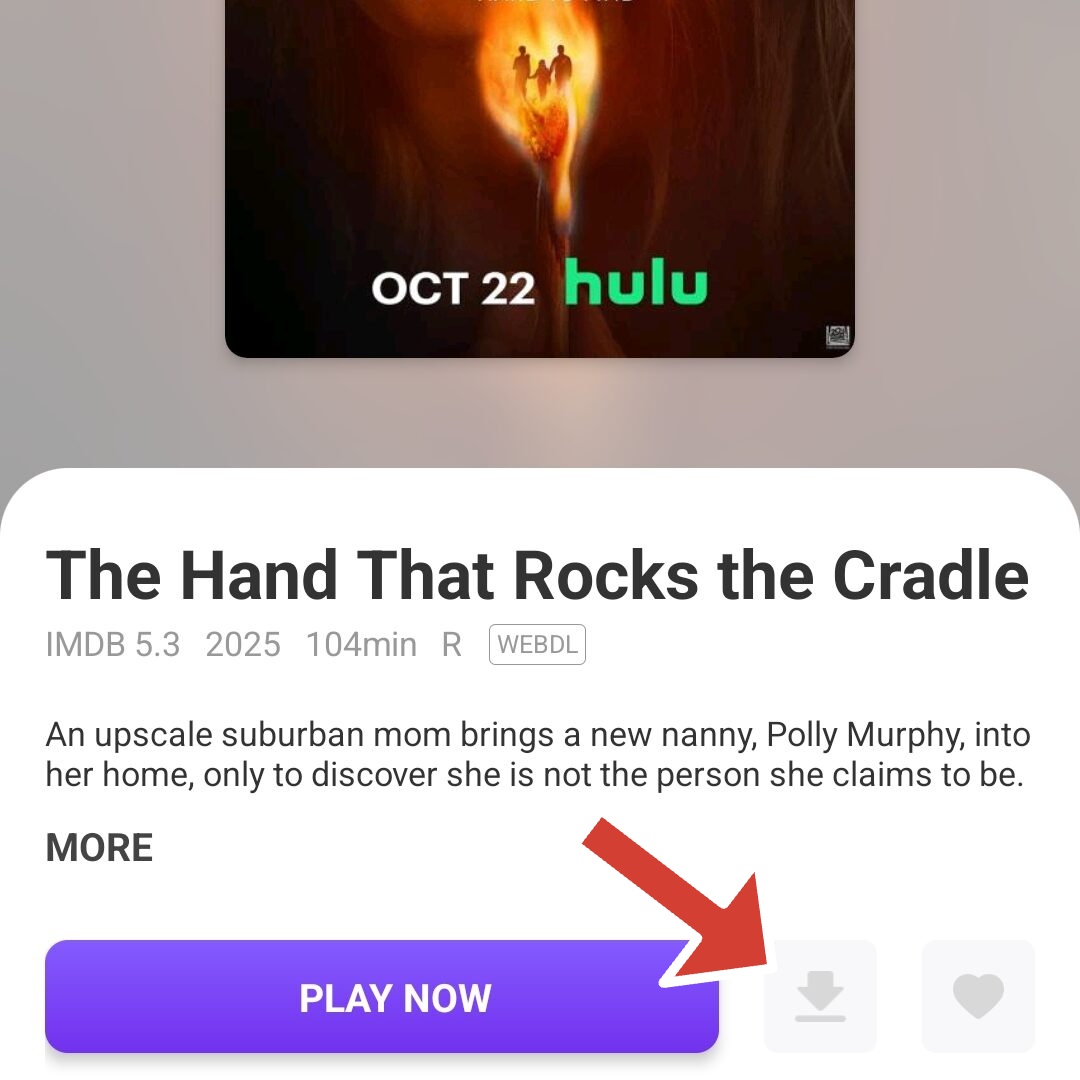 The movie to be downloaded is opened