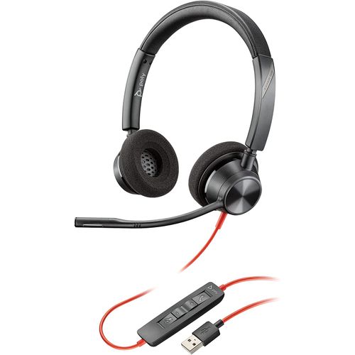 red wired headset 