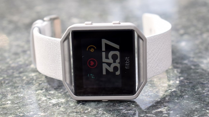 white fitbit watch interface