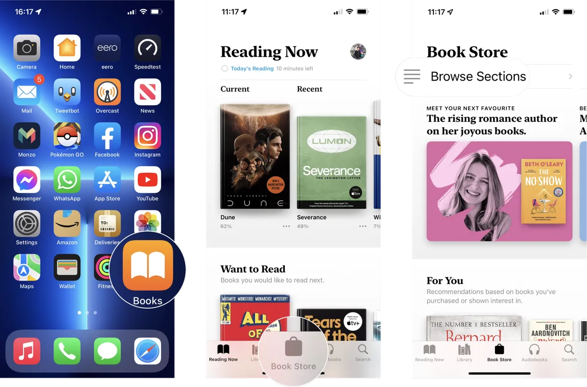 apple books app among selection of apps