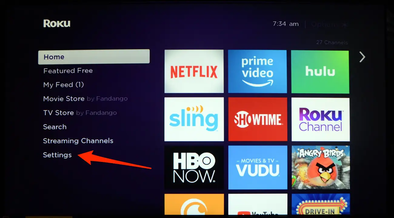 roku tv settings interface