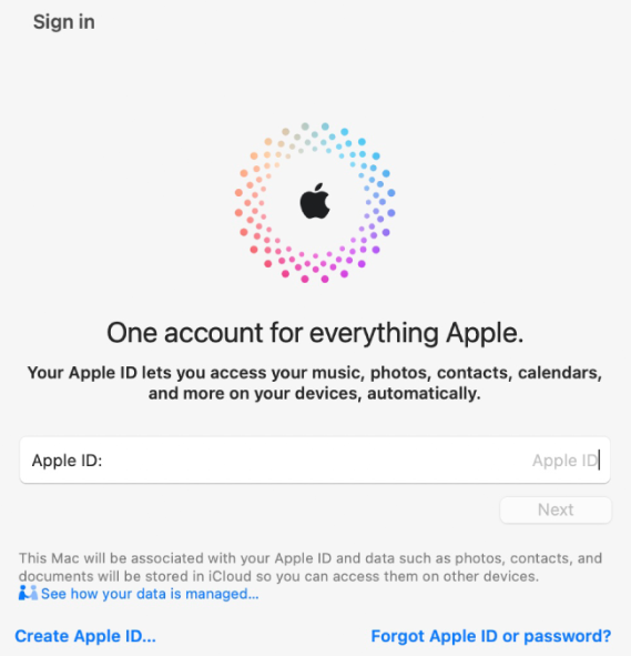 apple sign in screen