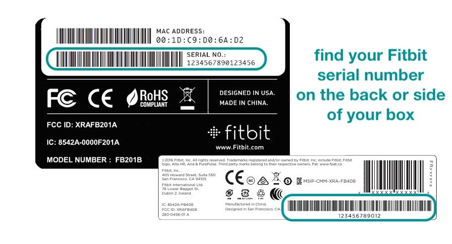 fitbit serial number on pack