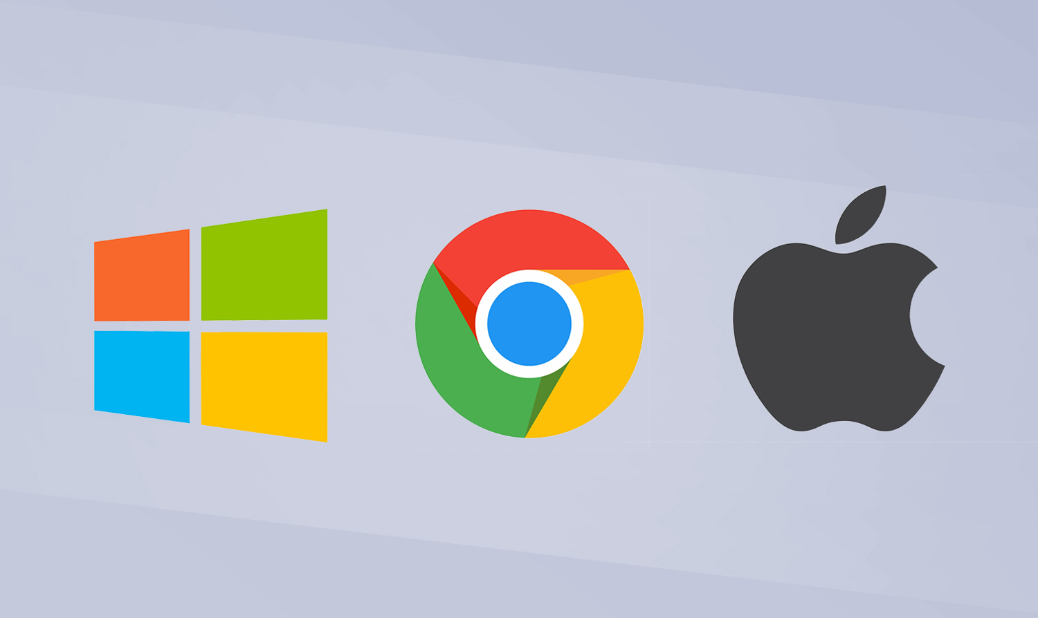 chrome, windows and apple logo