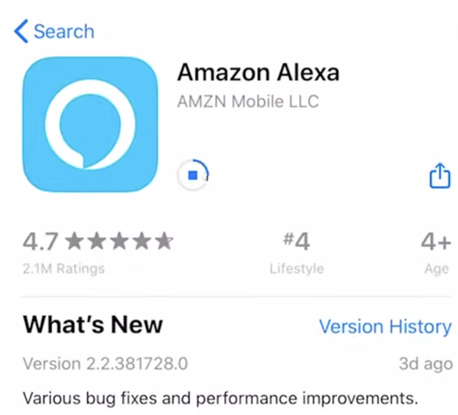 downloading amazon alexa app in google store