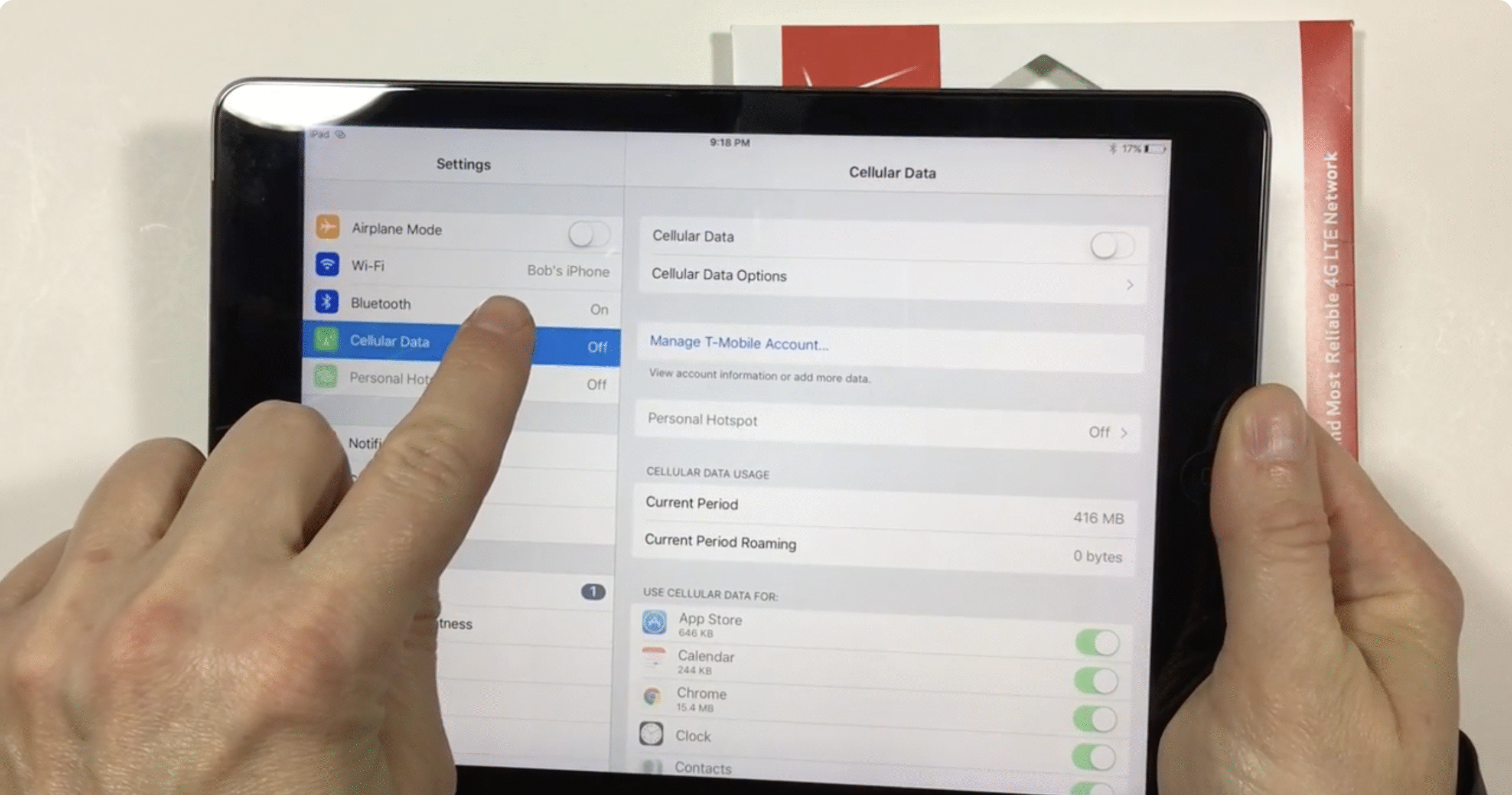 an ipad being connected to phone's hotspot