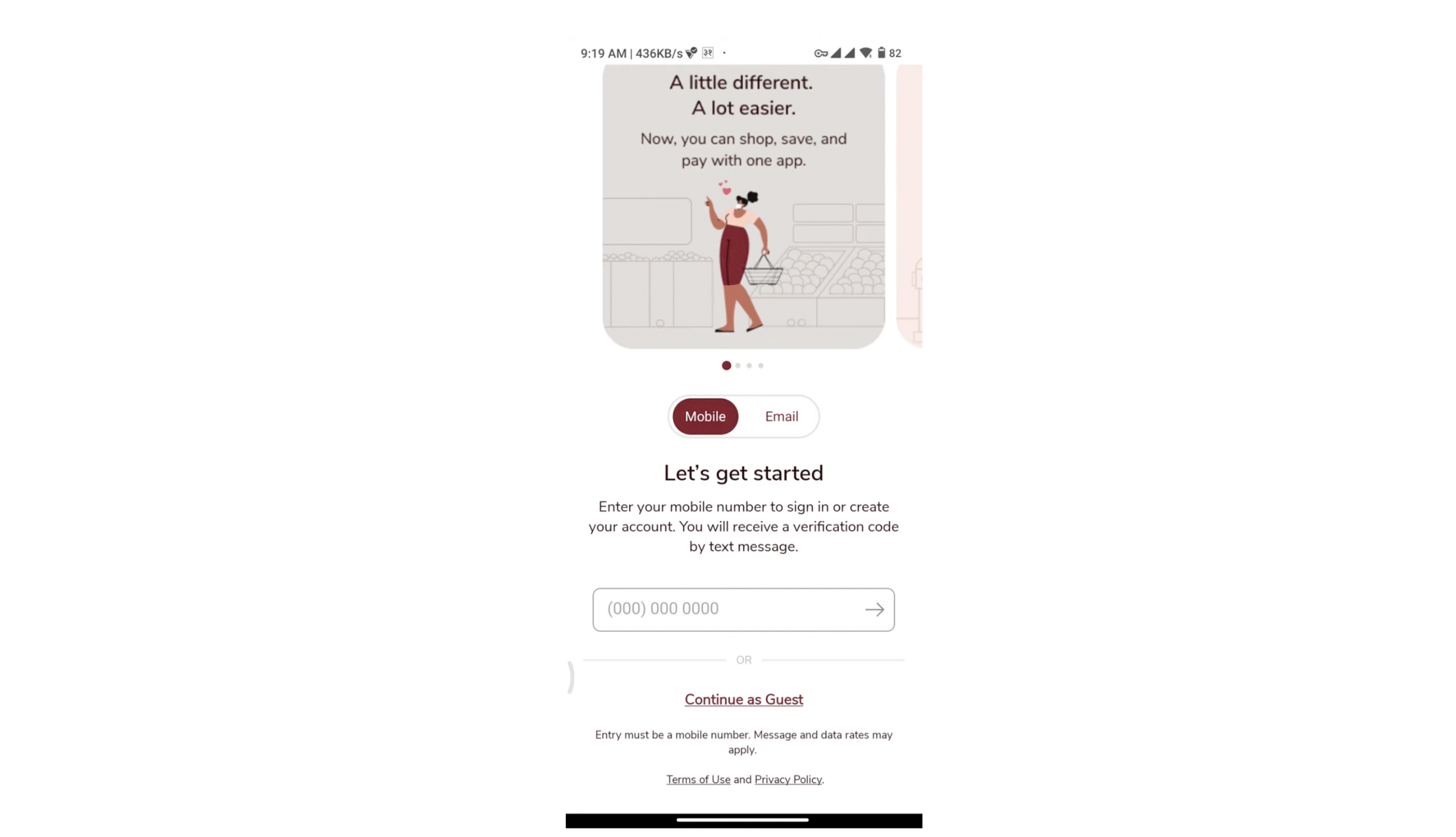 the safeway app first interface