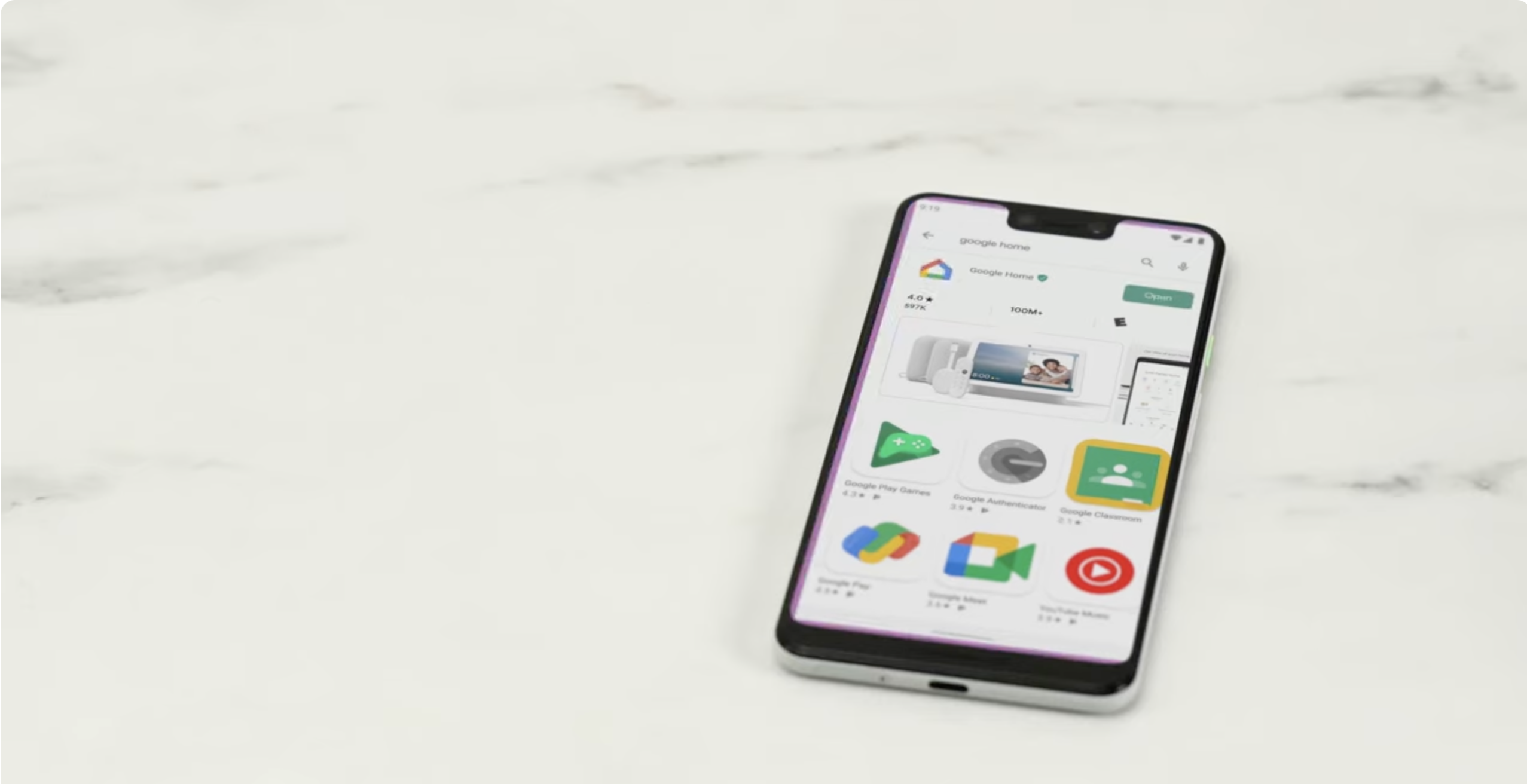 Google Home app on screen